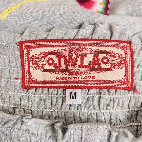 Johnny Was Grey Floral Butterfly Embroidered Smocked Dress Size M - Picture 10 of 11